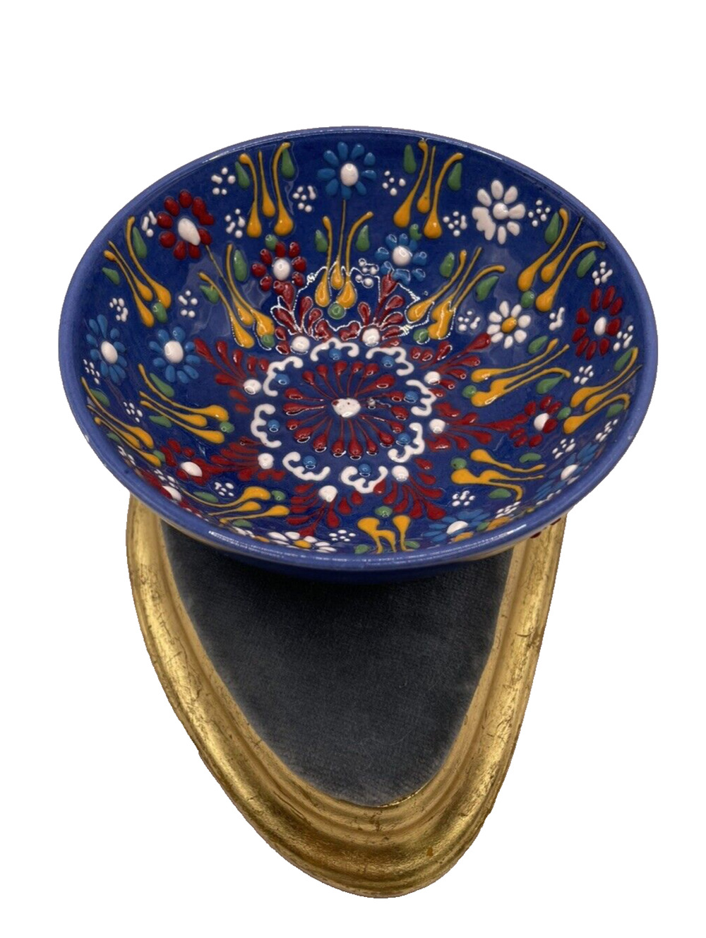 Hand Painted Stamped Turkish Ceramic Bowl Set Of 2 Hand Made 5" Diameter 2" Tall